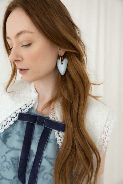 Detachable Pointed eyelet collar with lace and cotton twill ribbon ...