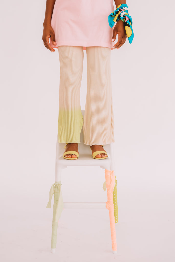 Flared Tricot Pants with dipped neon cuff