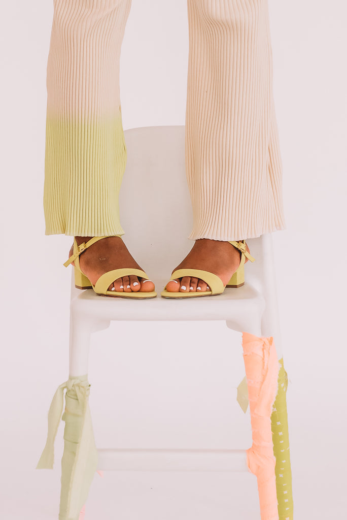 Flared Tricot Pants with dipped neon cuff