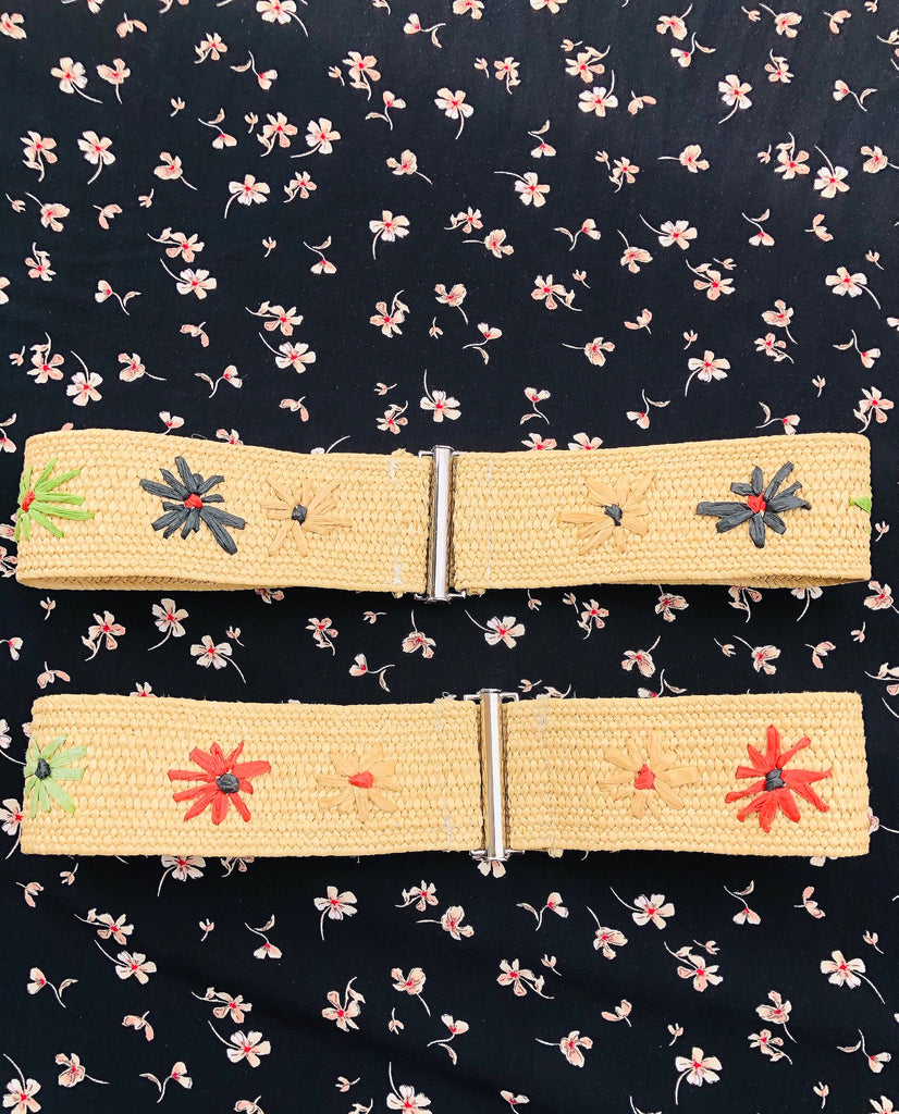 Embroidered Raffia Belts