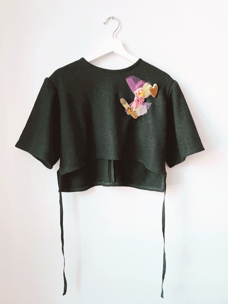 Carine Boxy Crop Top in Boucle Wool - MADE TO ORDER