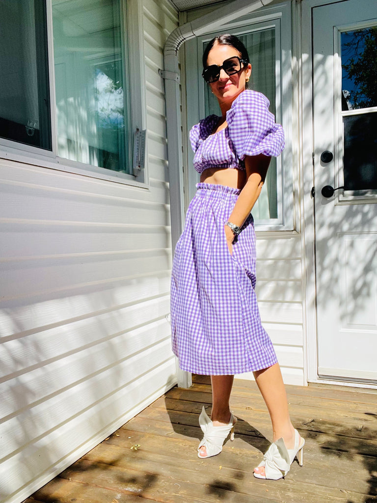 Phoebe Skirt in Lavender Gingham