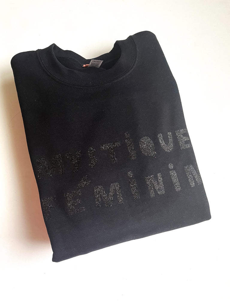 Black on Black Galaxy Glitter / Mystique Feminin Sweatshirt