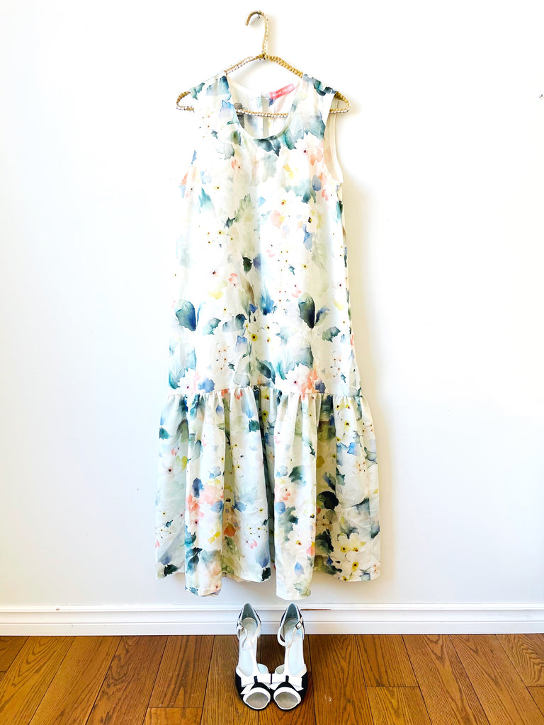 NEW! Elise Drop waist dress In Watercolour Blooms ( harness sold separately )